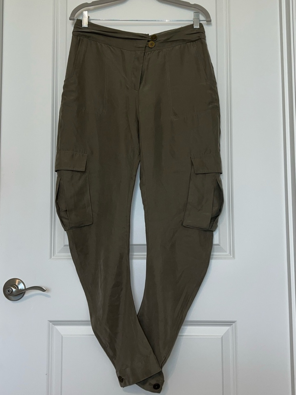 Vtg. L.A.M.B. 100% silk CARGO pants unique design sz.2 GREAT